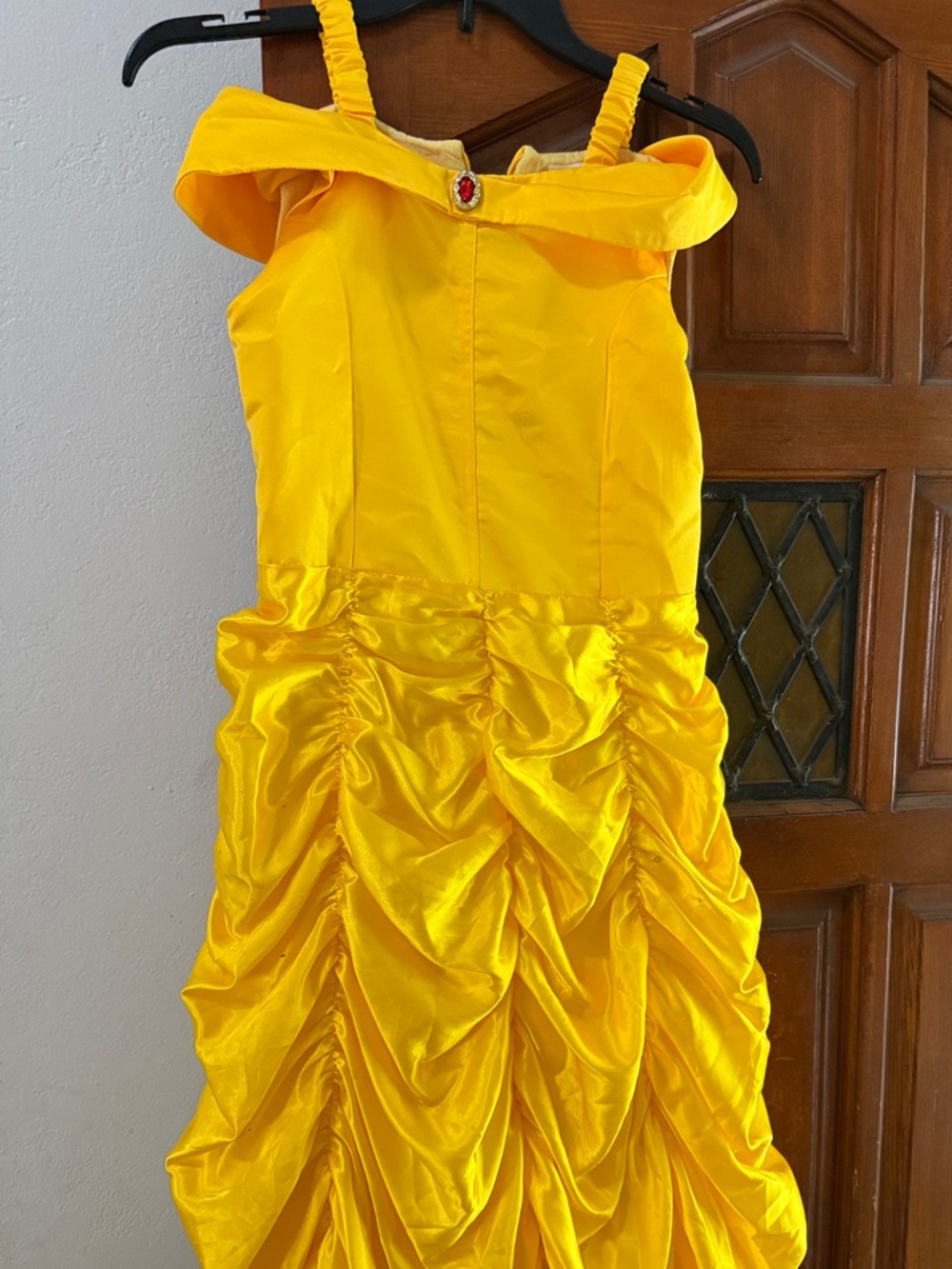 Girls' Bright Yellow Satin Formal Dress with Jewel Accent